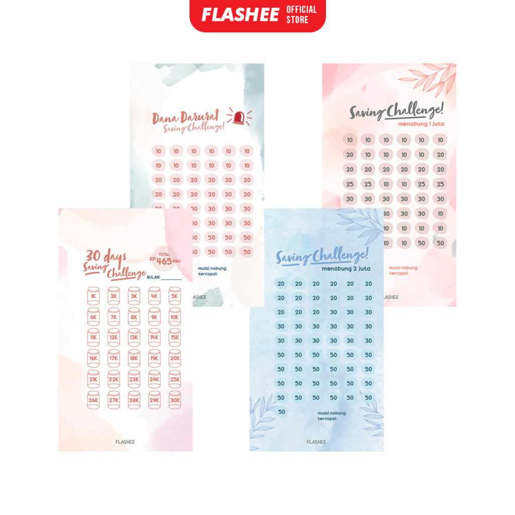 Jual Flashee 10 Lembar Saving Challenge Binder A6 Kertas Loose Leaf ...