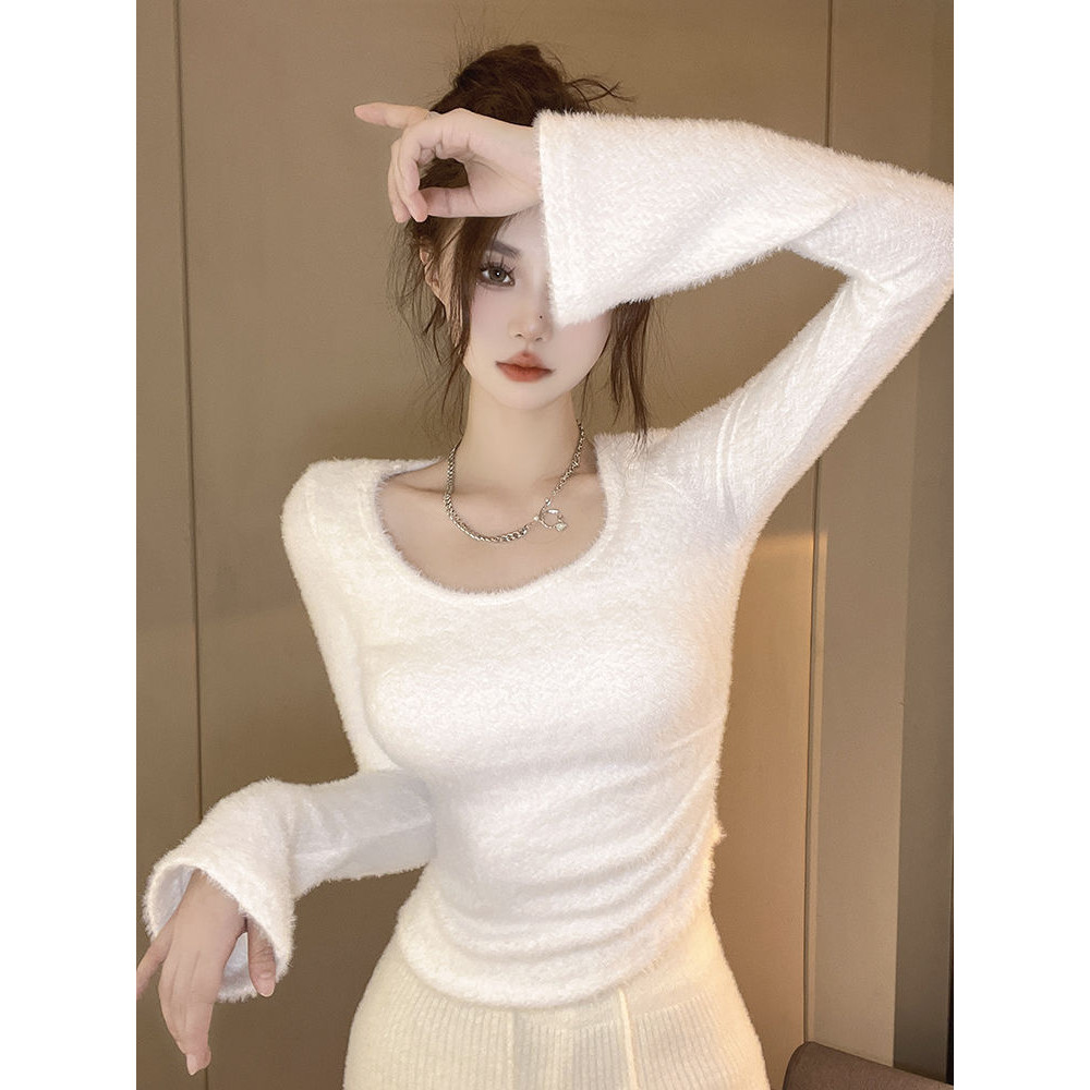 Jual Sweet Spice Girl Soft Waxy Gentle Square Neck Sweater Rajutan ...