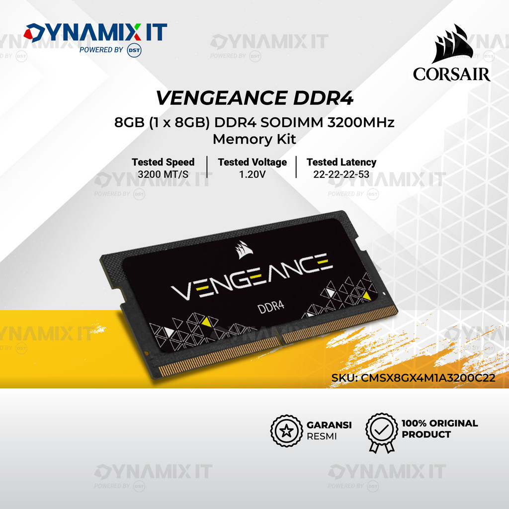 Jual Corsair Memory CMSX8GX4M1A3200C22 (1 X 8GB) SODIMM DDR4 3200MHz ...