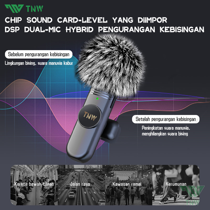 Gambar produk TNW W16 /W17 2 In 1 Wireless Microphone Clip On Mic Portable Microphone Mikrofon Lavalier HP Untuk TikTok YouTube Facebook Live Streaming 4