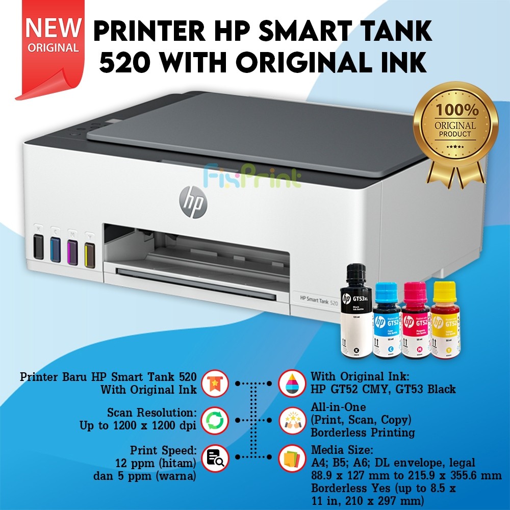 Jual Printer HP Smart Tank 580 520 All In One WiFi Print Scan Copy