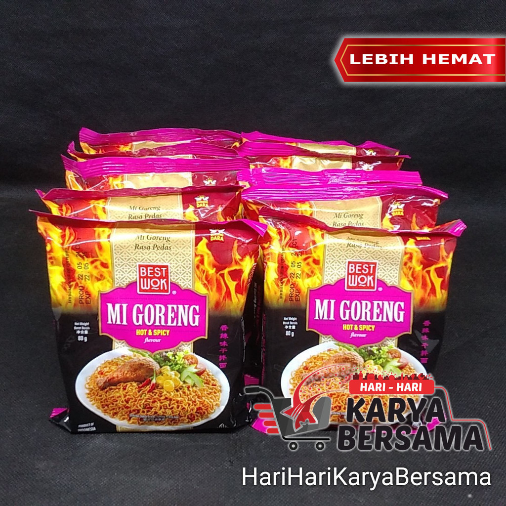 Jual MIE INSTAN BEST WOK MIE GORENG HOT & SPICY PACK 10'S X 80GR ...