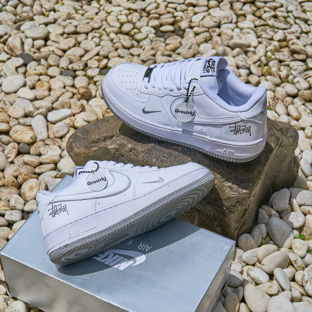 Jual KJ - SEPATU PRIA / SEPATU WANITA / Af X STUSSY - PUTIH SILVER ...