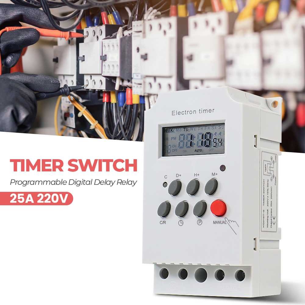 Jual Digital Timer Switch Relay 28 Program 220V/25A Alat Kontrol ...