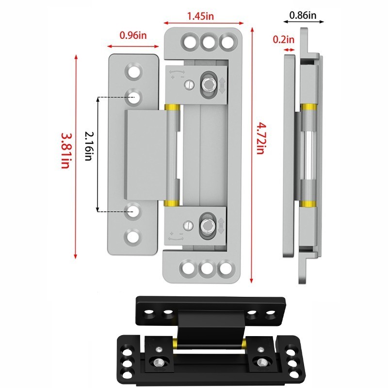 Jual 1 Pcs Invisible Door Hinge Engsel Tanam Adjustable Engsel Zinc ...