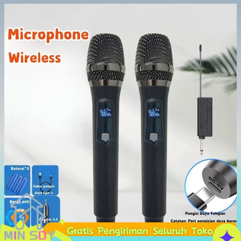 Jual [COD] 2 MIC Wireless Mic Advance Wireless Karaoke Mic UHF Handheld ...