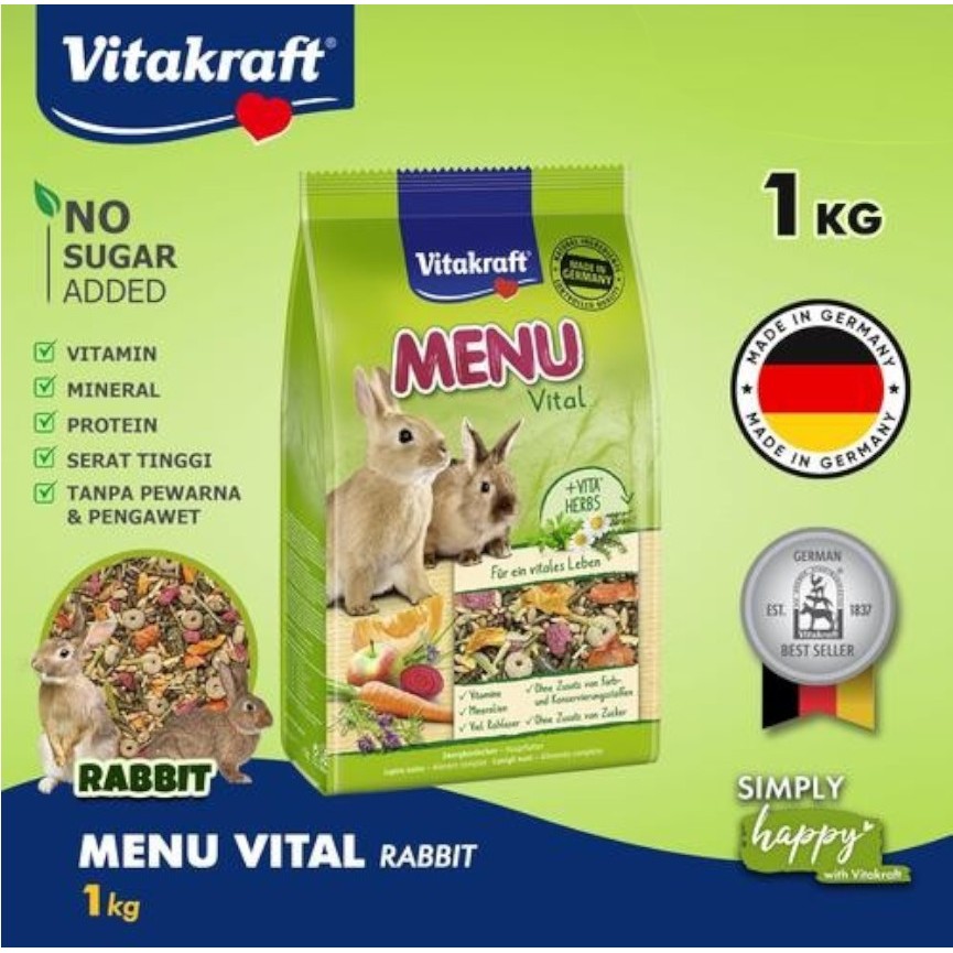 Jual Vitakraft Menu Vital Rabbit 1 KG Small Animal Feed Pellet Makanan ...