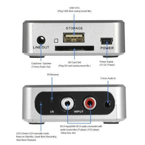 Jual Audio Recorder (input RCA/3.5mm audio to USB / SD-Card Format MP3 ...