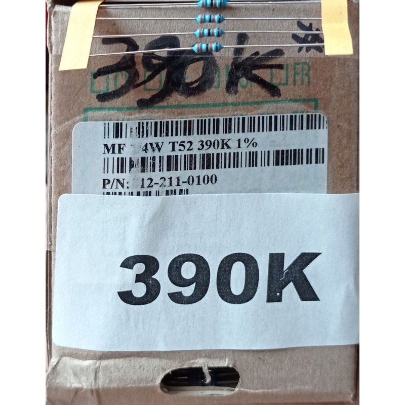 Jual Resistor Metal 390K 1/4Watt MF 1/4W T52-390K-1% Resistor Taiwan ...