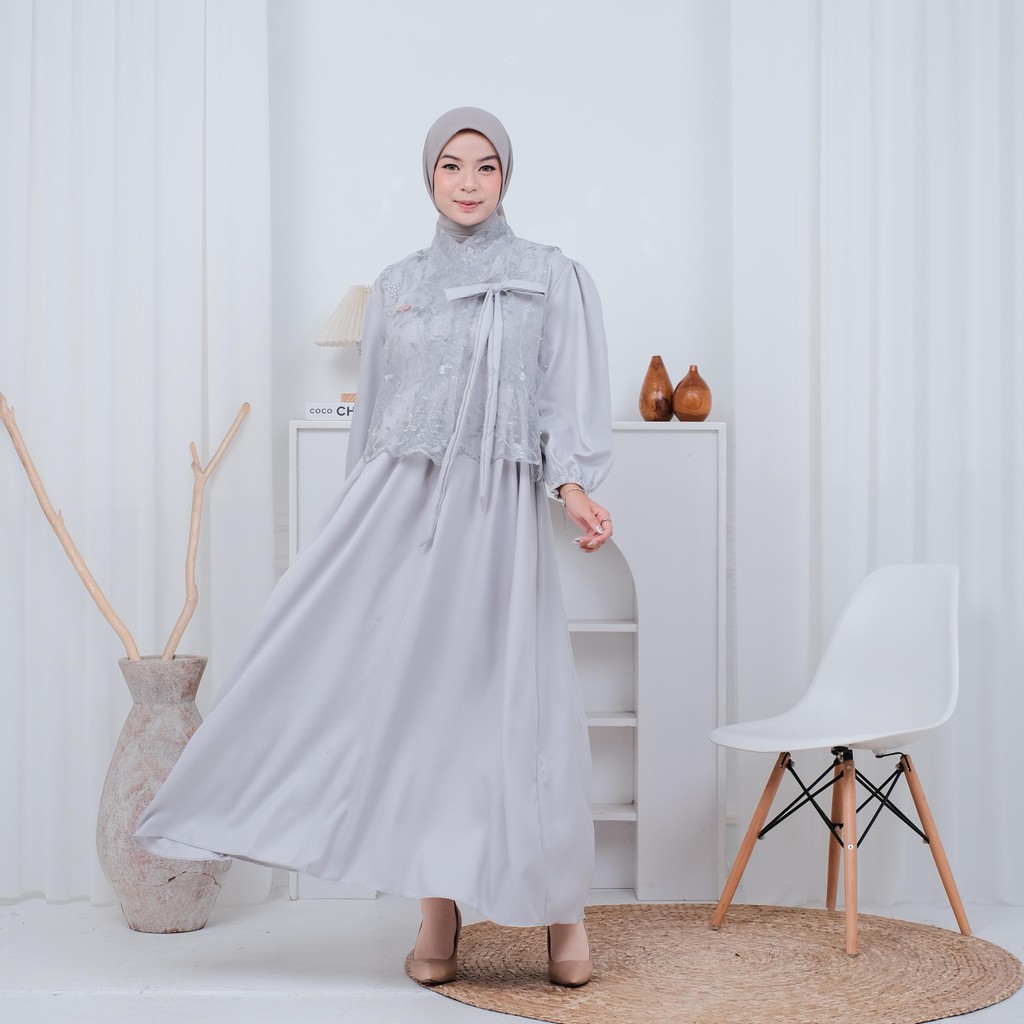 Jual Hanin Dress Gamis Elegan Syari - Bahan Shakila & Tile Alower ...