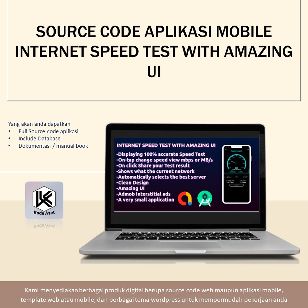 Jual source code aplikasi mobile internet speed test with amazing ui