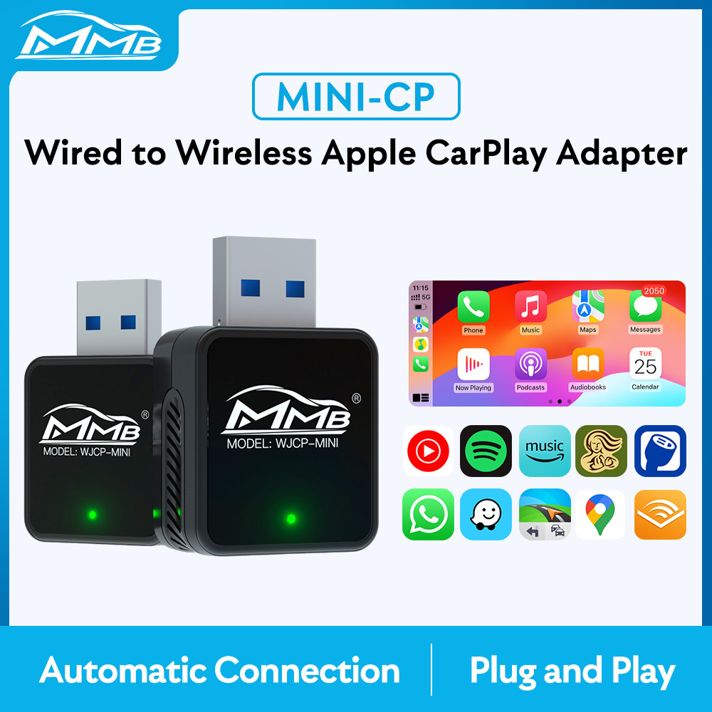 Jual 2024 MMB Mini Wireless Apple CarPlay Adapter Portable Smart Mini ...