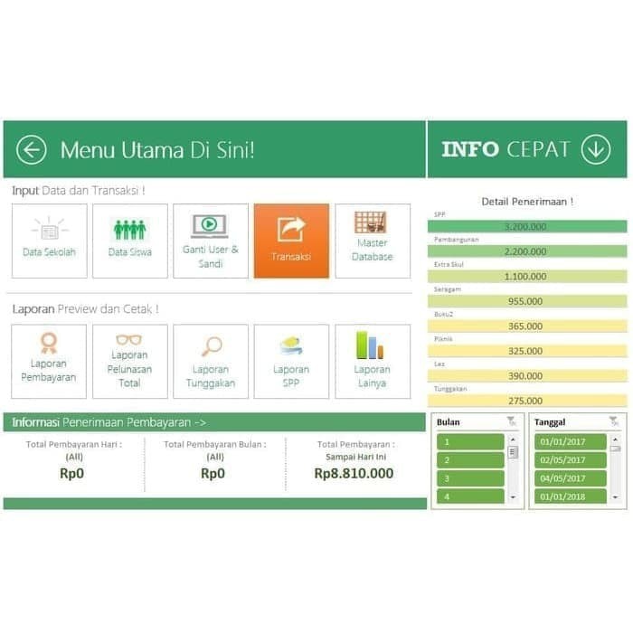 Jual Software Aplikasi Excel Program Keuangan Pembayaran SPP | Shopee ...