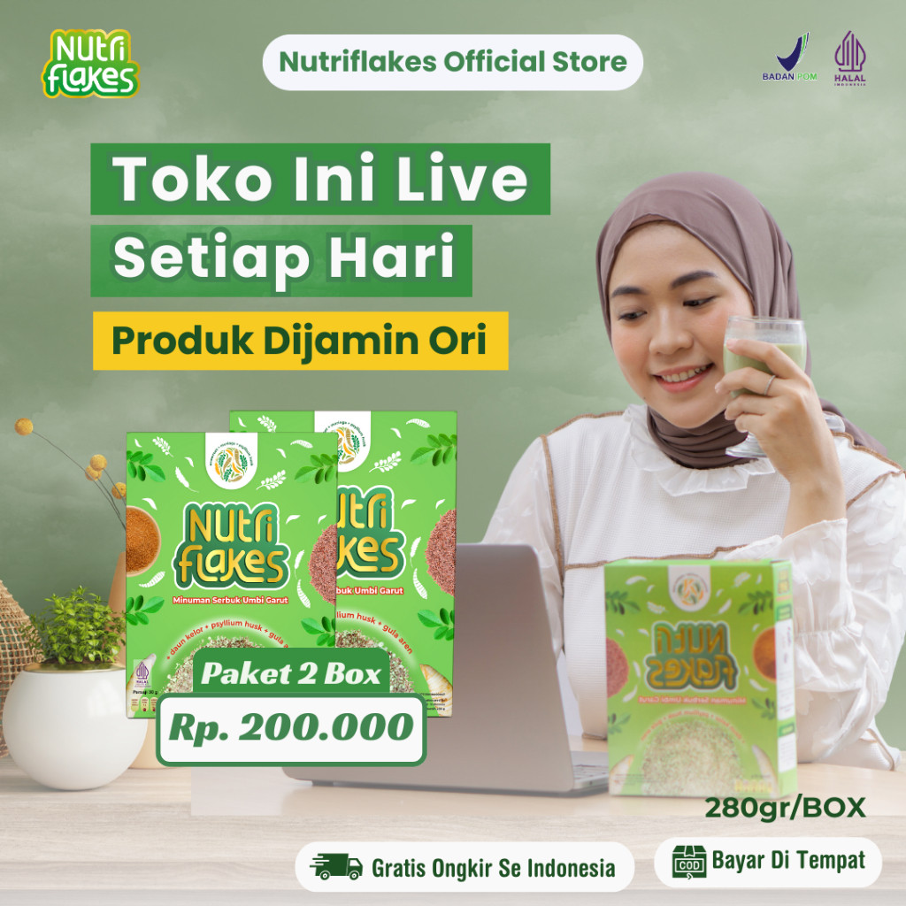 Nutriflakes Sereal Umbi Garut - Ampuh Mengatasi  Asam Lambung, Maag  Dan Gerd 2 Box