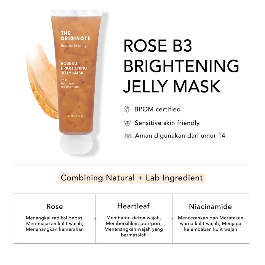 Jual ️Domestika ️ The Originote Rose B3 Brightening Jelly Mask 50gr ...