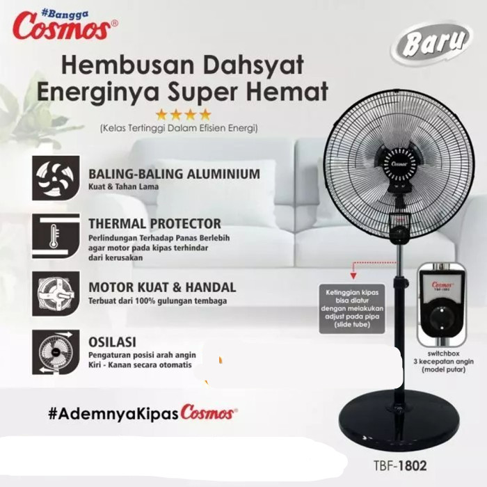 Jual STANDFAN COSMOS TBF1802 KIPAS ANGIN BERDIRI COSMOS 18 INCH ...