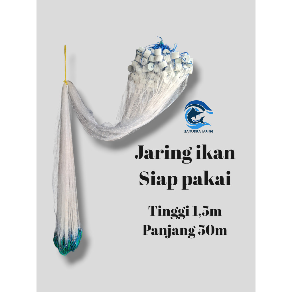 Jual Jaring ikan siap tinggi 1,5m panjang 50m pemberat timah jaring ...