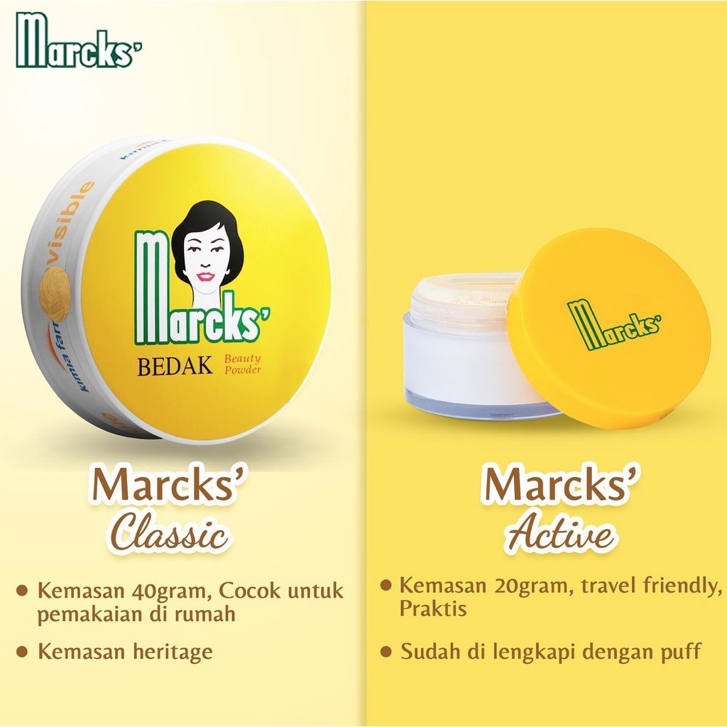 Jual MARCKS Bedak Tabur / Loose Powder / Classic 40gr /Active 20gr ...