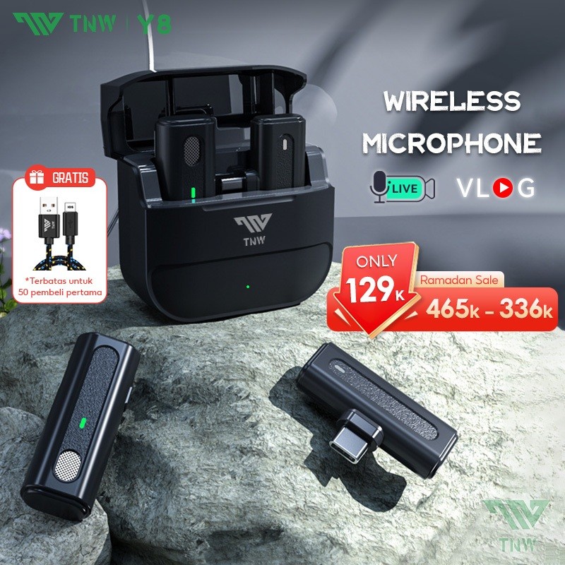 Jual TNW-Y8 Wireless Microphone Clip On Mikrofon Wireless Lavalier Mic ...