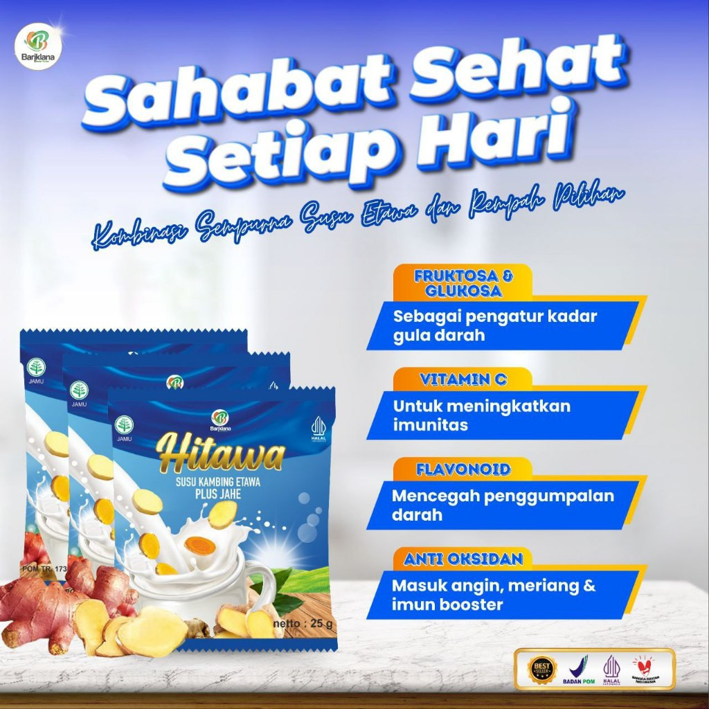 Jual HITAWA SACHET / Netto 25gr /pcs / Susu Etawa Plus Herbal Jahe ...