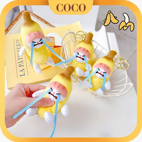 Jual Fashion Banana Cat Voice Keychain Banana Bag Pendant Cat Doll