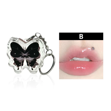 CAPPUVINI Lip Gloss Gantungan Kunci Kupu Lip Gloss Padat Lip Tint Yang Menghidrasi Lipstick
