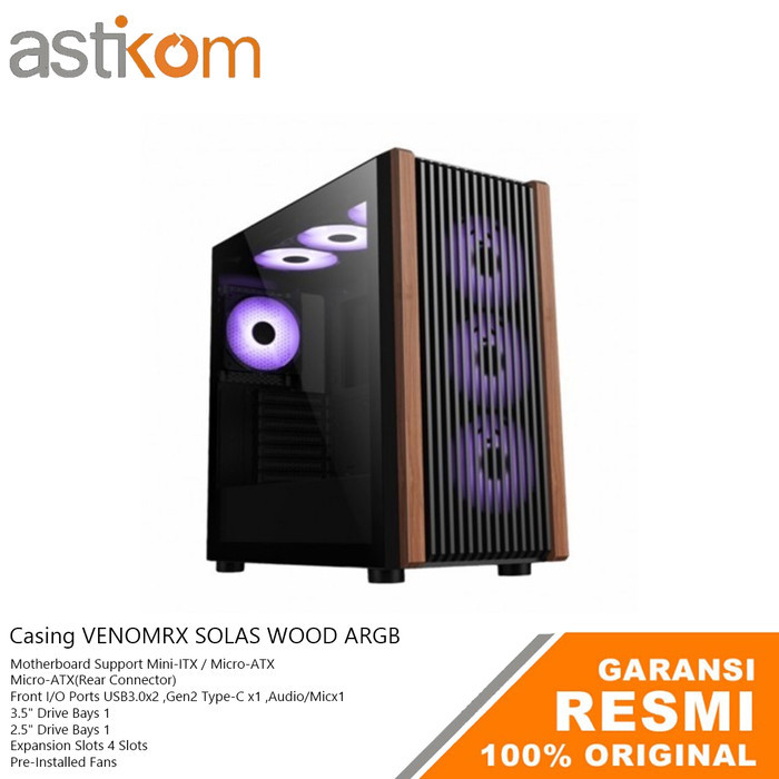 Jual Casing PC VenomRX Solas Black ATX Free 4 Fans ARGB | Shopee Indonesia