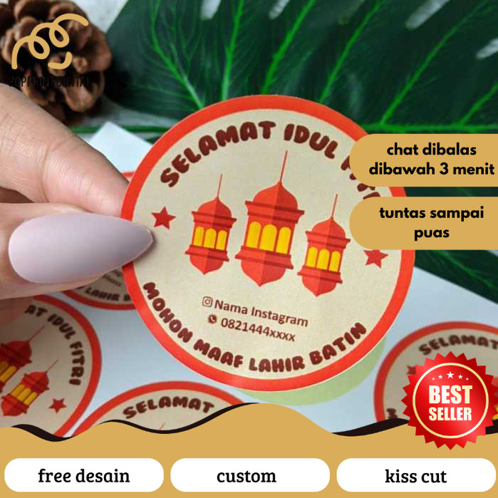 Jual PopPrints 2-4 Print Cetak Sticker Label Bulat Idul Fitri Stiker ...