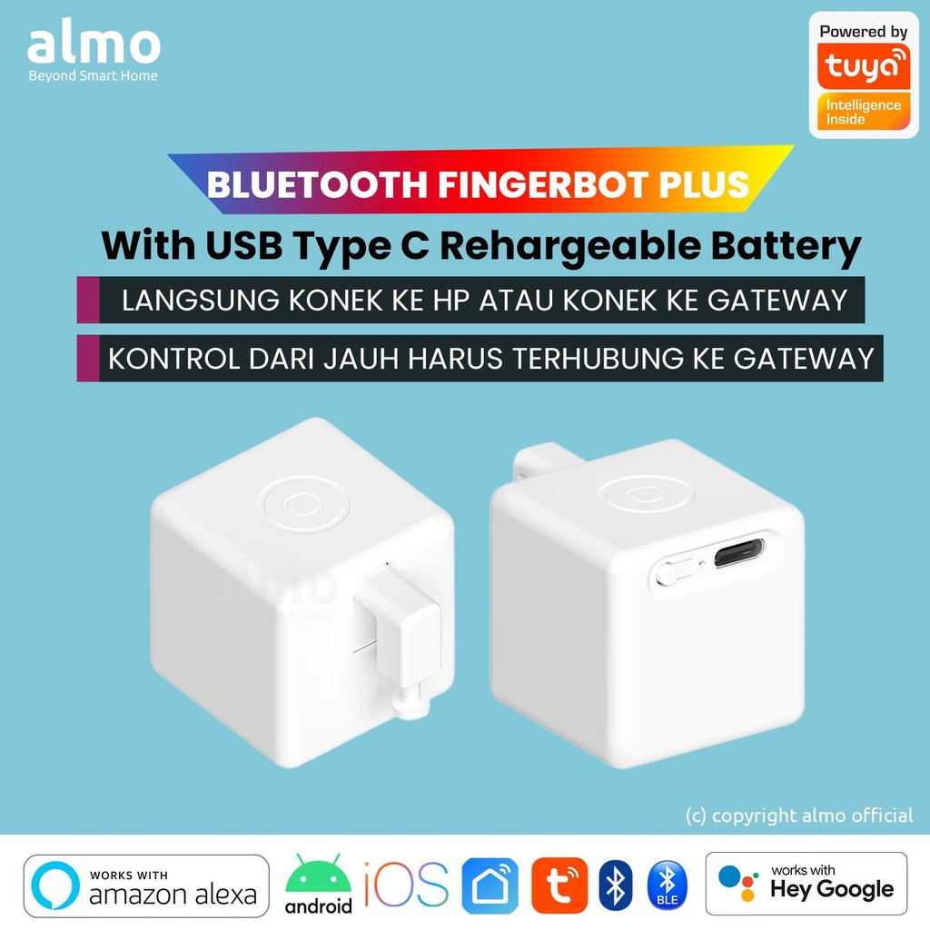 Jual ALMO Tuya Bluetooth BLE Fingerbot Plus Rechargeable Battery Smart ...
