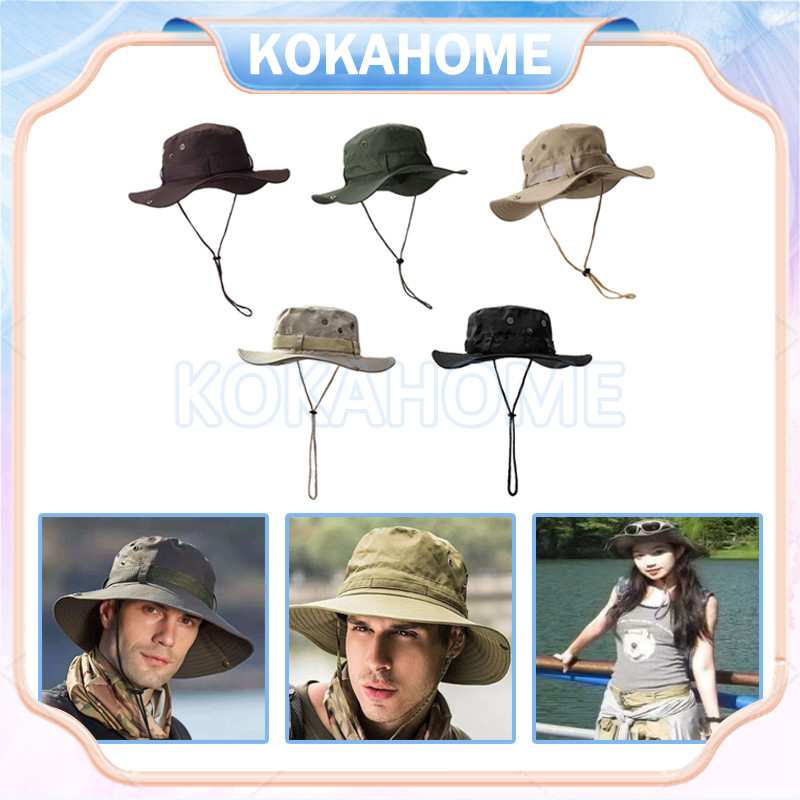 Jual topi rimba polos tali/topi gunung premium pria wanita/topi ember ...