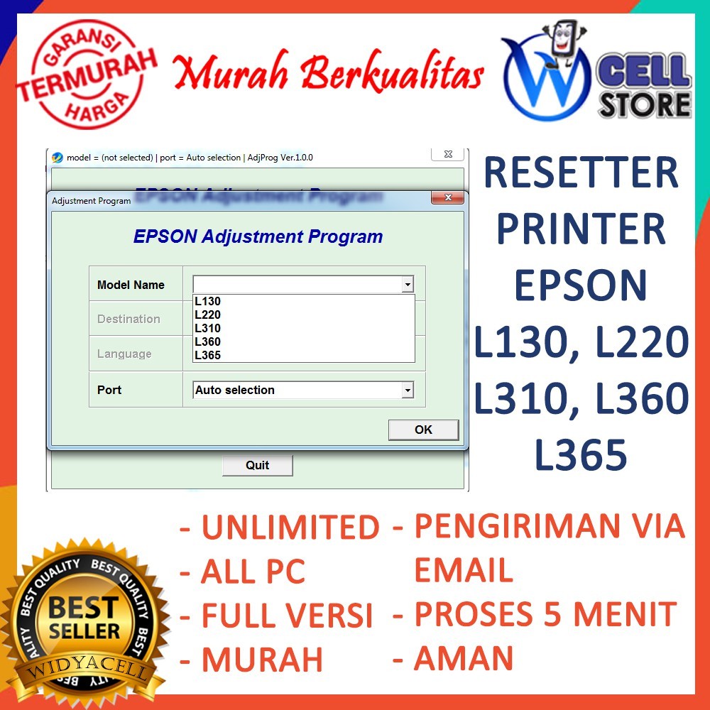 Jual SOFTWARE RESETTER/ RESET / RESETER PRINTER EPSON L130 L220 L310 ...