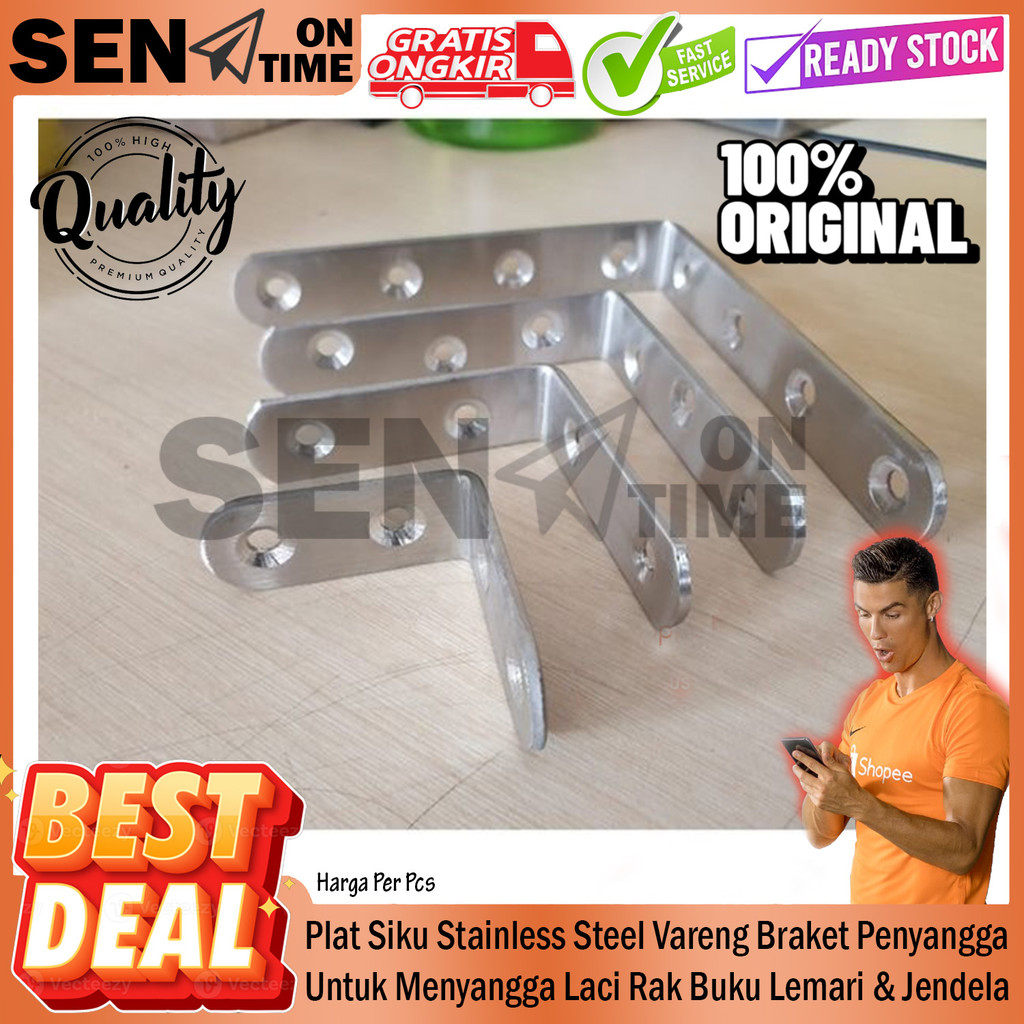 Jual Siku Plat Stainless STL Penyangga Rak Rack Kayu Lemari Almari ...