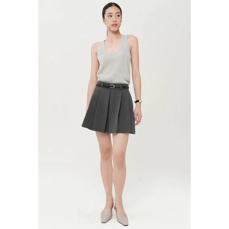 Abbie Pleated Mini Skort In Grey