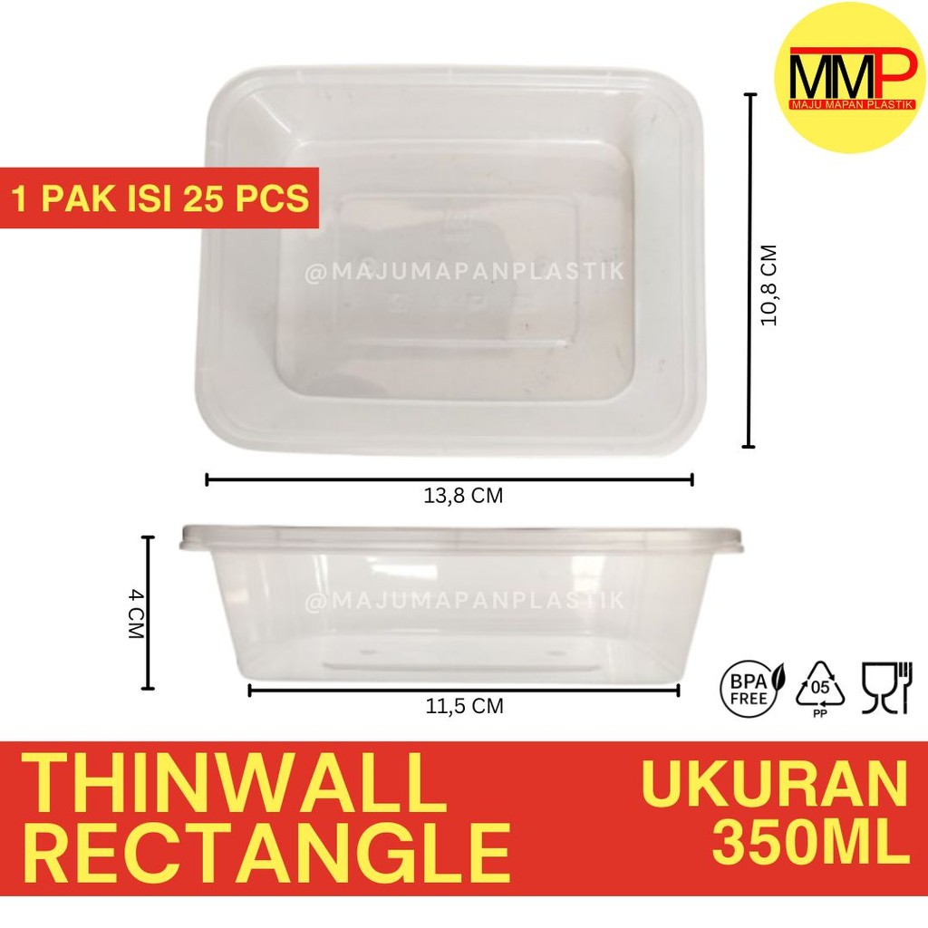 Jual THINWALL RECTANGLE 350ML ISI 25 PCS | Shopee Indonesia