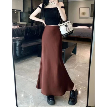 Rok Satin Maxi Premium Satin Rok Satin Panjang Rok Duyung Satin Flowy Mermaid Skirt Hijab