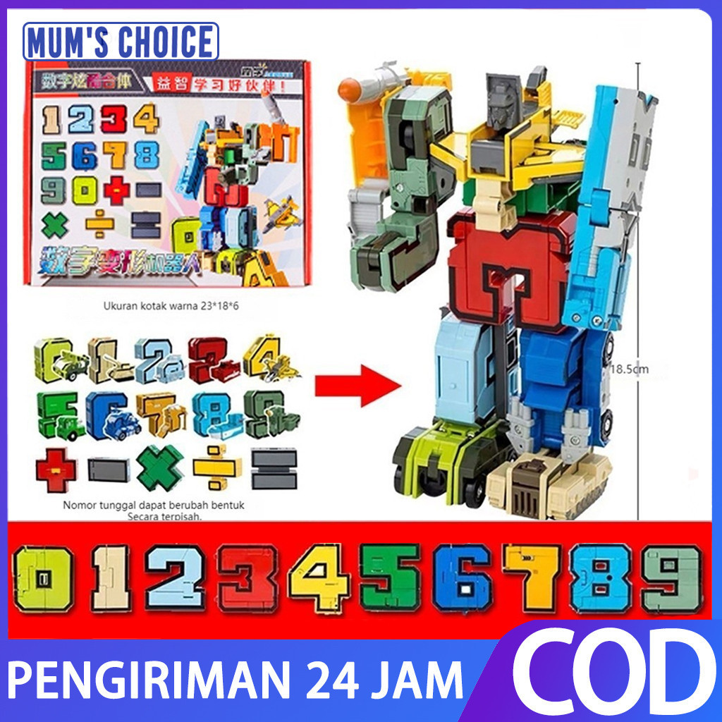 Jual WD45RF MUM'S CHOICE Mainan Robot Anak Transformer Robot Angka ...