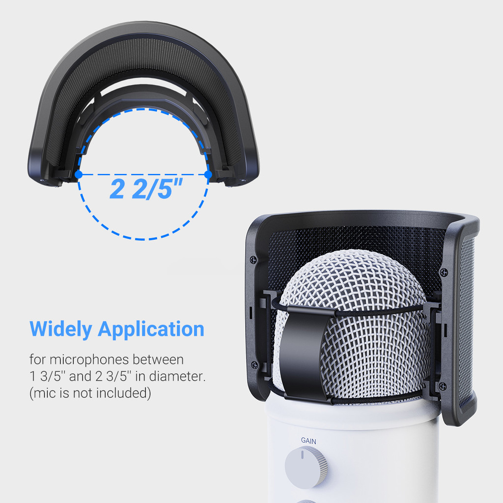 Jual Fifine U1 Mic U-shaped Pop Filter with Metal Mesh for Side-address ...