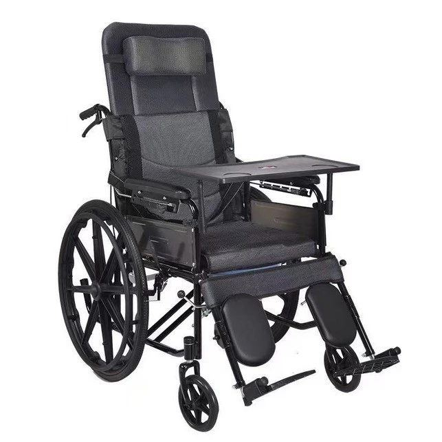 [UNIK88] Kursi Roda 24 Inch, PREMIUM Sandaran Rebah 180° + Meja Portabel & Baskom Pispot | AutoStock