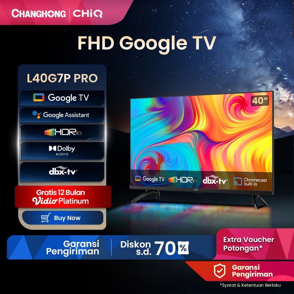 Jual 【Google TV】CHiQ 40 inch Smart TV Full HD-HDR10+DBX Dolby Audio ...