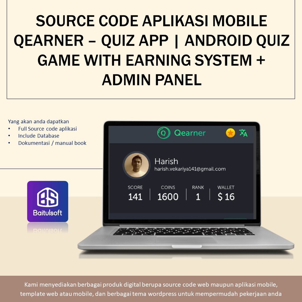 Jual SOURCE CODE APLIKASI MOBILE QEARNER – QUIZ APP | ANDROID QUIZ GAME ...