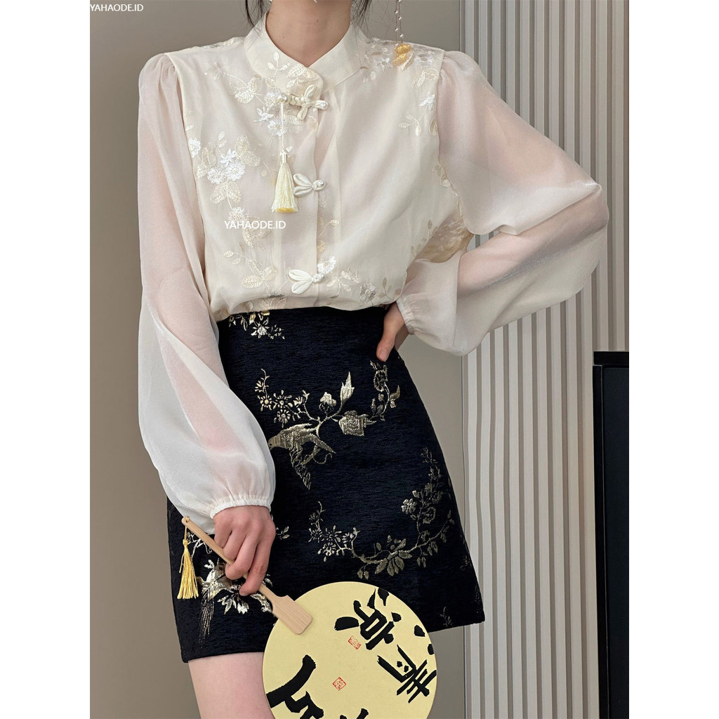 Jual YAHAO-Rok Jacquard Gaya Cina Baru Rok Pendek Rok Desain Pinggang ...