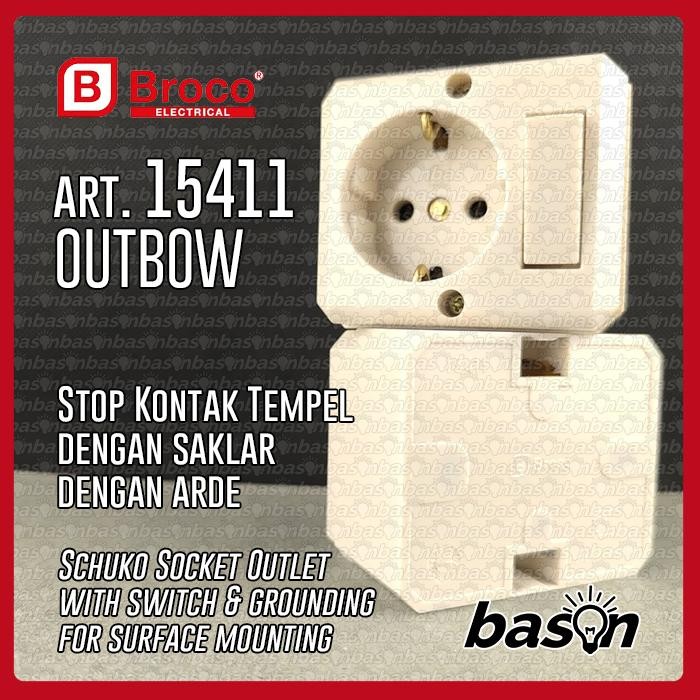 Jual BROCO 15411 Outbow Stop Kontak Schuko + Saklar On Off + Arde ...