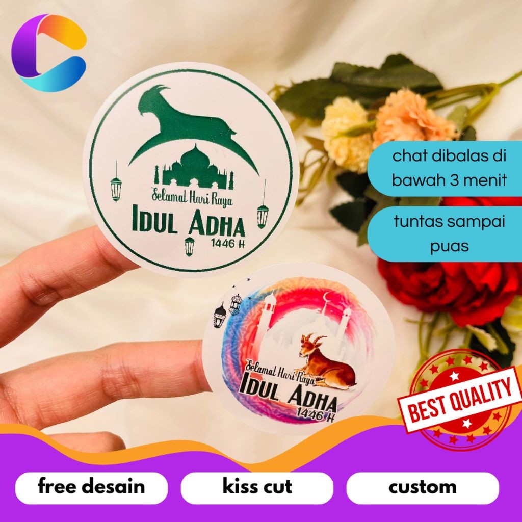 Jual Cetak INC 2-4 Sticker Hampers Eid Bulat Sticker Selamat Hari Raya ...