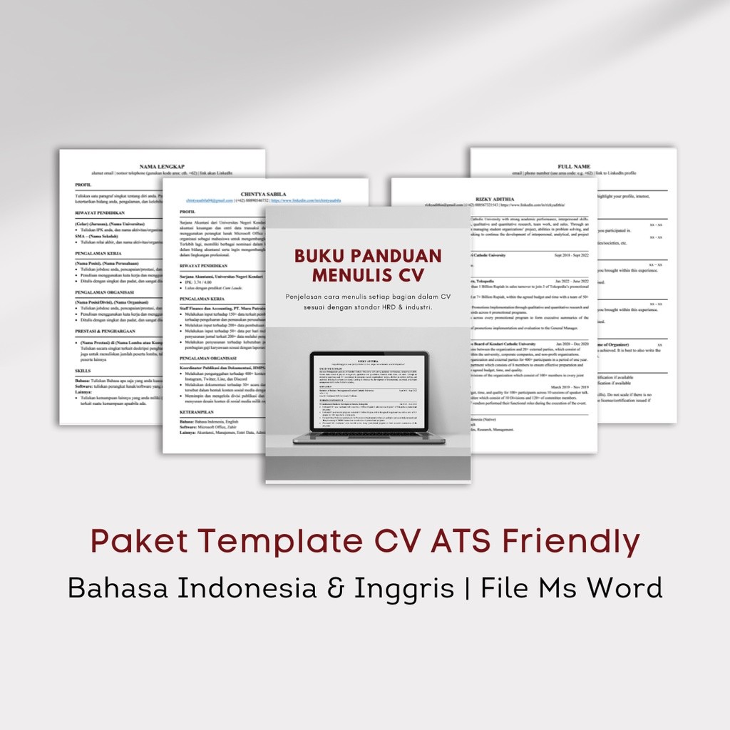 Jual Paket CV ATS Friendly Bahasa Indonesia & Inggris | Template