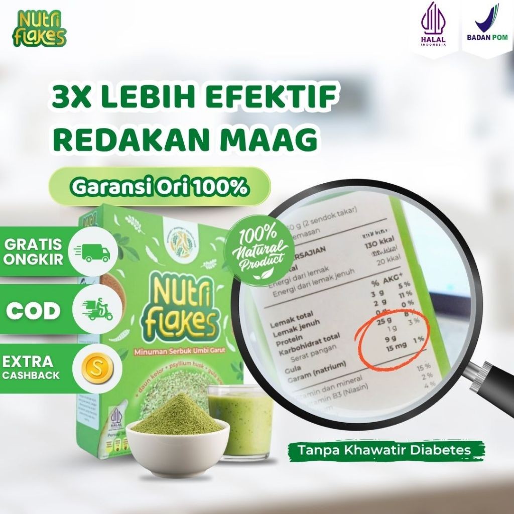 [TERLARIS] Nutriflakes - Sereal Umbi Garut untuk Atasi Maag, Gerd dan Asam Lambung