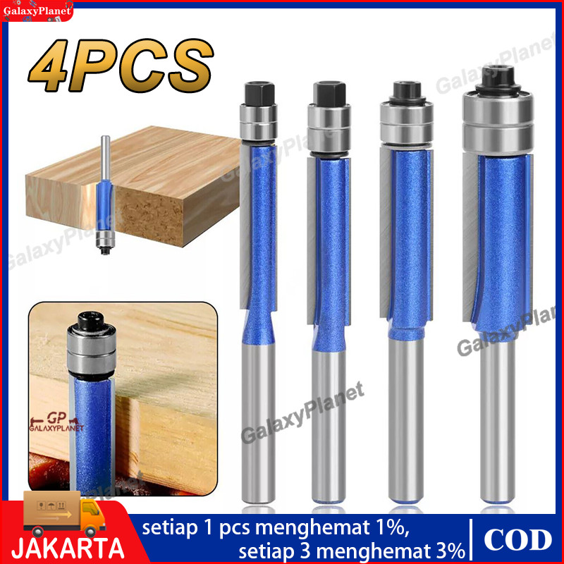 Jual Lengkap 4PCS Mata Profil Router 1/4 Flush Trimmer Bits Mata Router ...
