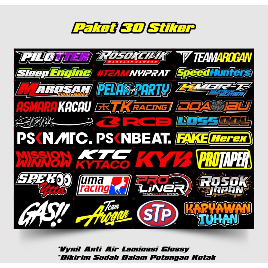 Jual Stiker Racing / Stiker Motor / Sponsor - Isi 27, 29, 30 - RCB ...