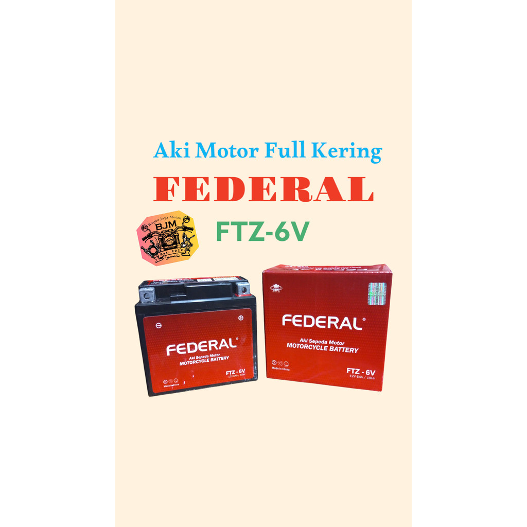 Jual 1 PCS FEDERAL AKI MOTOR FULL KERING FTZ-6V AKI MOTOR MURAH GTZ6V ...