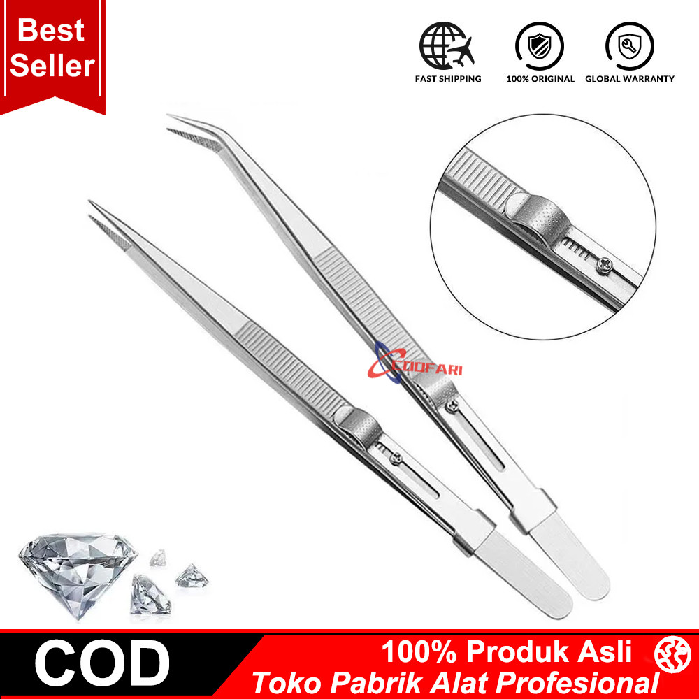 Jual 2pcs Pinset Penjepit Perhiasan / Komponen Elektronik Tahan Karat ...