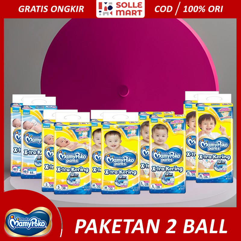 Jual MAMYPOKO ISI ( 2 BALL ) PANTS XTRA KERING ALL SIZE DIAPERS POPOK ...